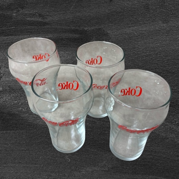 Vintage Set of (4) COKE Clear Glasses - Picture 2 of 4